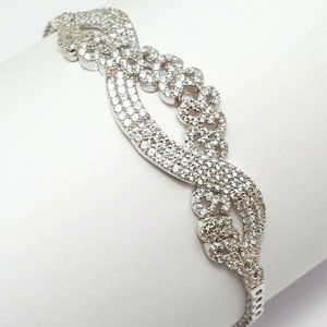 Beautiful 18K Karat Solid White Gold Designer Style Bracelet w/ Cubic Zirconias